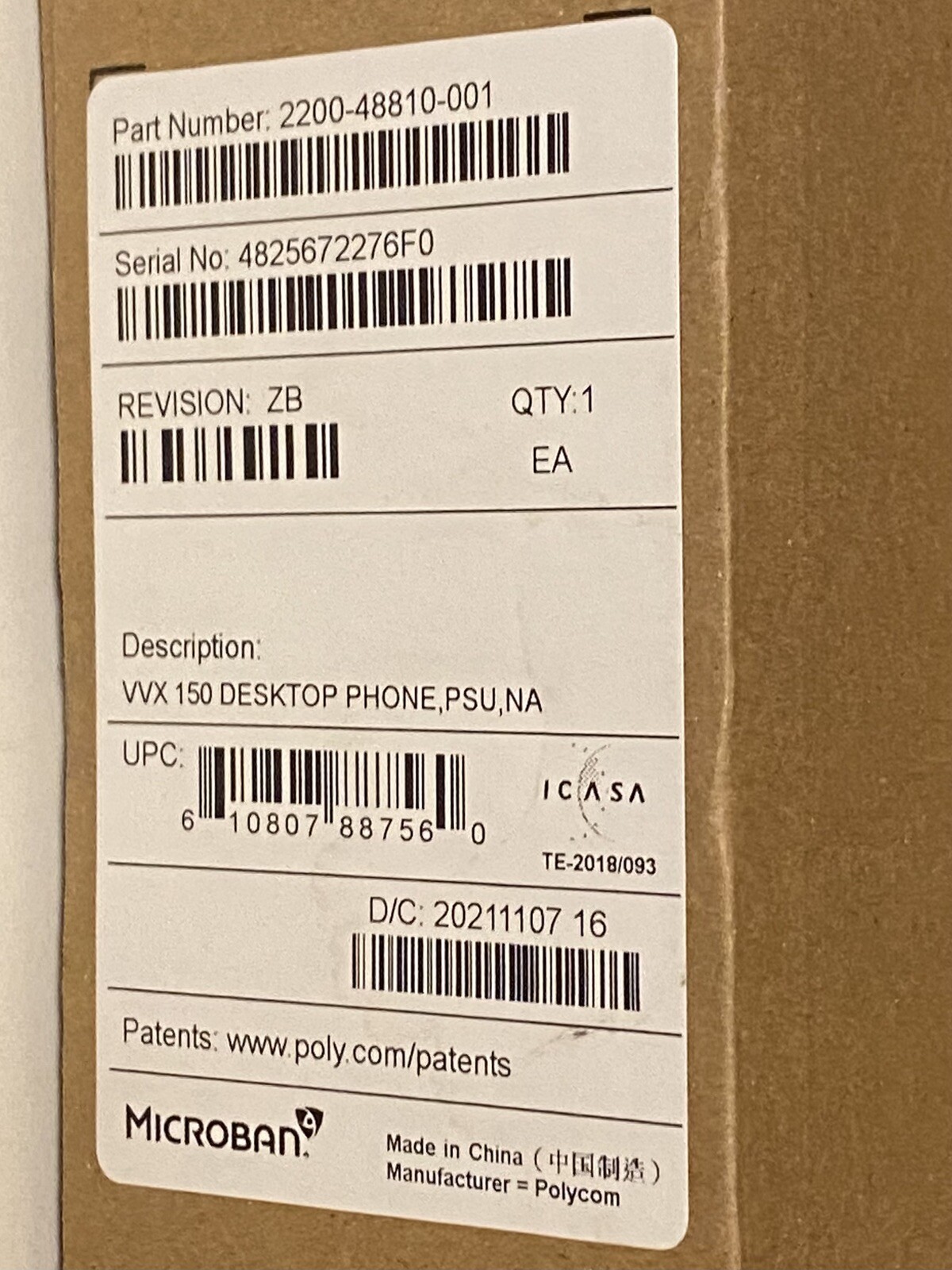 New Polycom Desktop Phone VVX 150 2 Line Business IP Power Supply Black