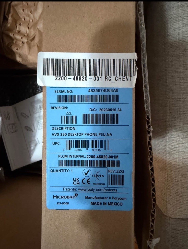 Brand new Poly VVX 250 4-Line IP Desk Phone Black Speakerphone