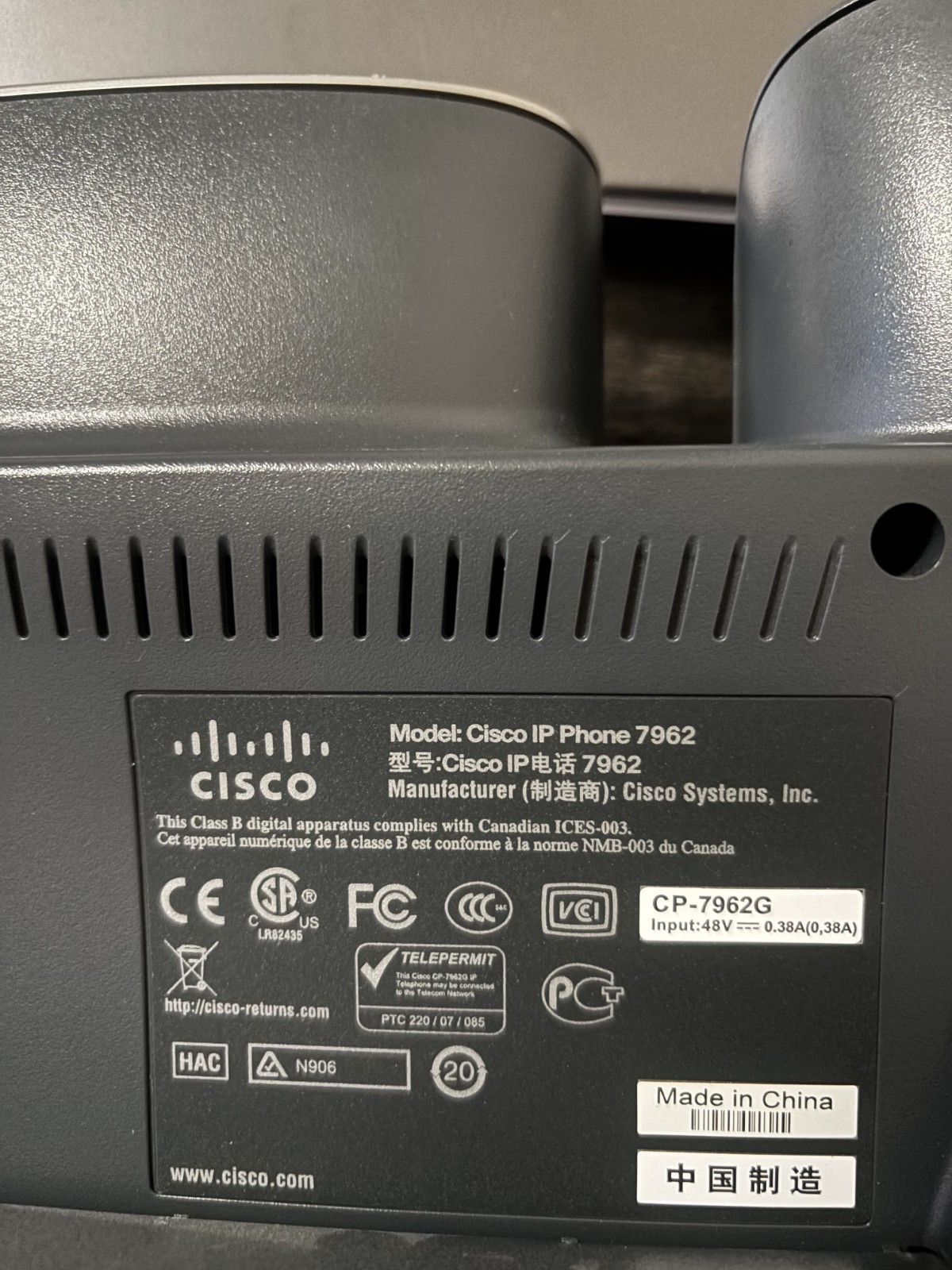 Cisco CP7962G IP Phone – Gray Cisco Call Manager Needed