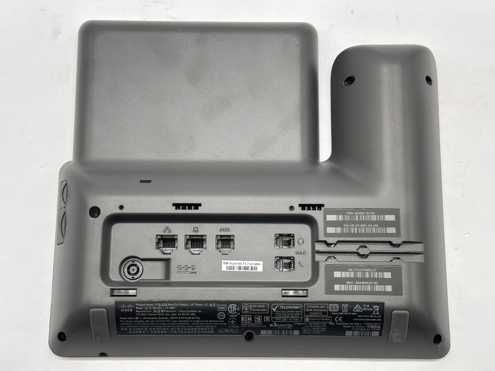 Cisco Business Class CP-8851-K9 Wall Mountable IP Phone-Used