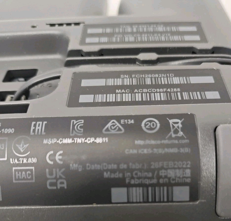 Cisco CP-8811-K9 IP VoIP Phone 8811 Series Phone