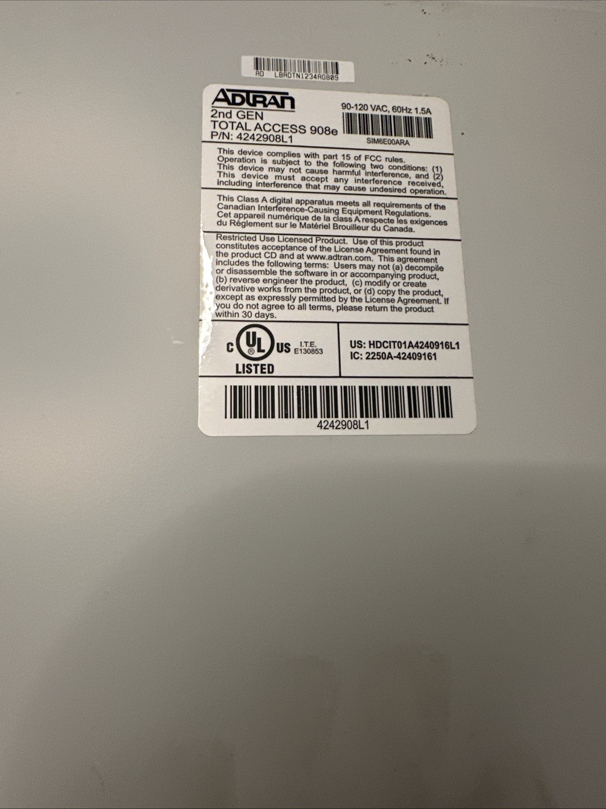 Adtran Total Access TA TA908E 2nd Gen 908E 908 E 4242908L1 IAD CSU Netvanta