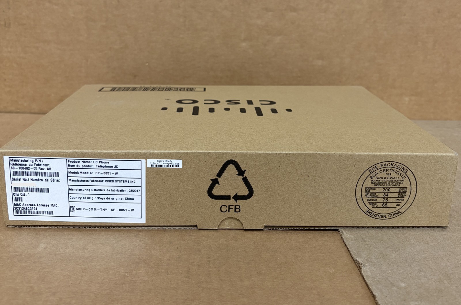 Cisco CP-8851-W VoIP IP Phone (WHT) Gigabit Ethernet PoE New Open Box H