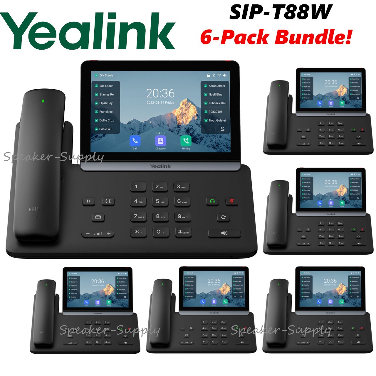 6 Yealink YEA-SIP-T88W WiFi 6 IP Desk Phone w/ 7″ Touchscreen SIP-T88W 1301226