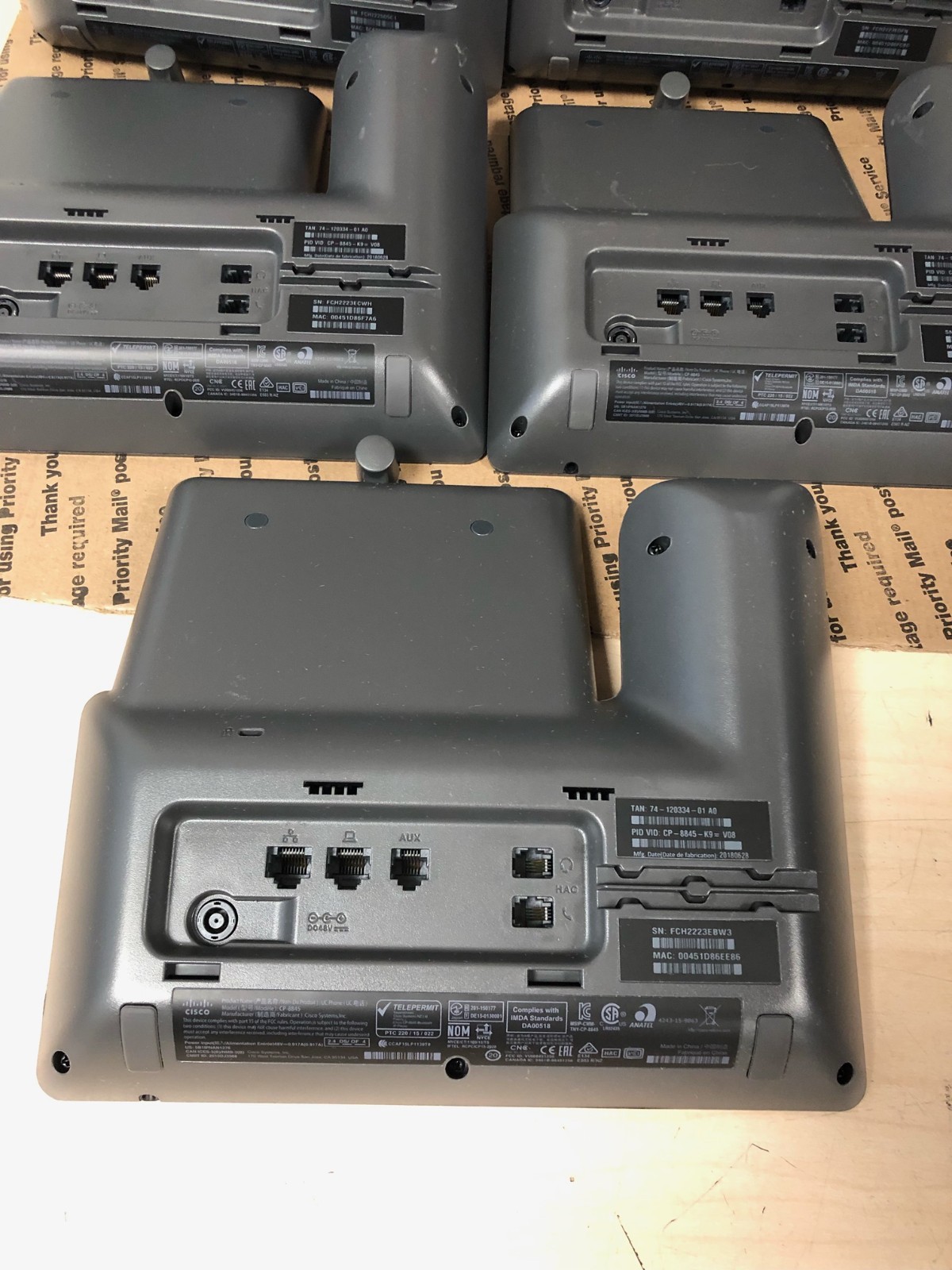 (LOT OF 5) Cisco CP-8845-K9 IP Phone W/STAND (TESTED/RESET)