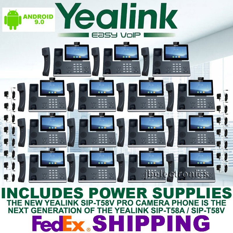 YEALINK SIP-T58W PRO CAMERA SIP IP PHONE WIFI BLUETOOTH-15 PHONES-15 POWER SPLYS
