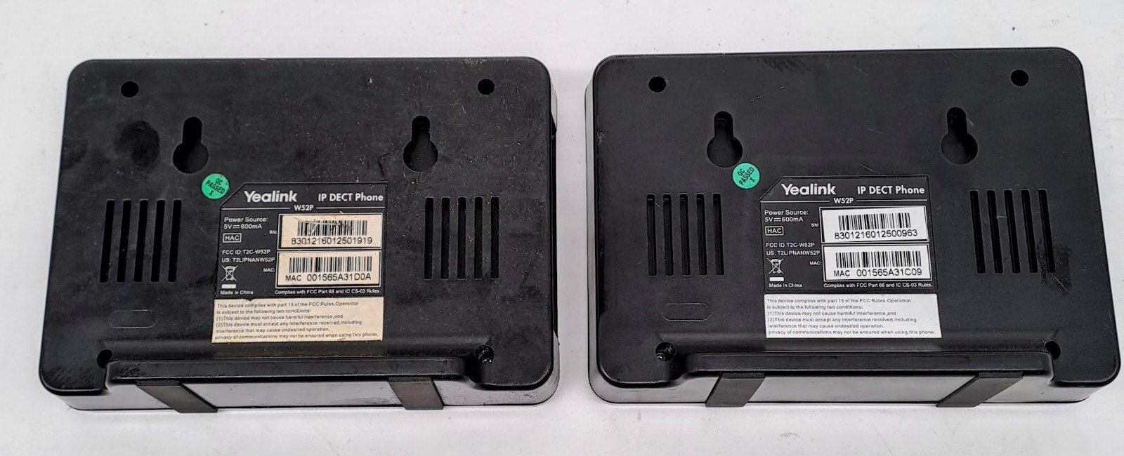 LOT OF 2 Yealink W52P IP DECT Wireless Base Station Only
