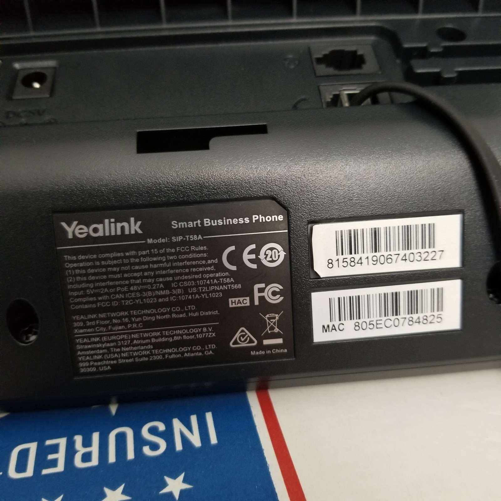 Yealink SIP-T58A Smart Business Phone Media with Stand Handset