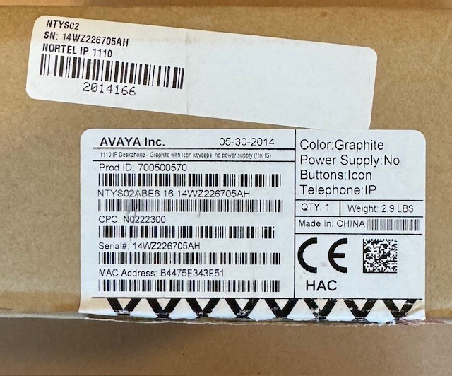 Vintage Avaya Graphite IP 1110 Desk phone NTYS02 NEW in Box Ships FREE in USA