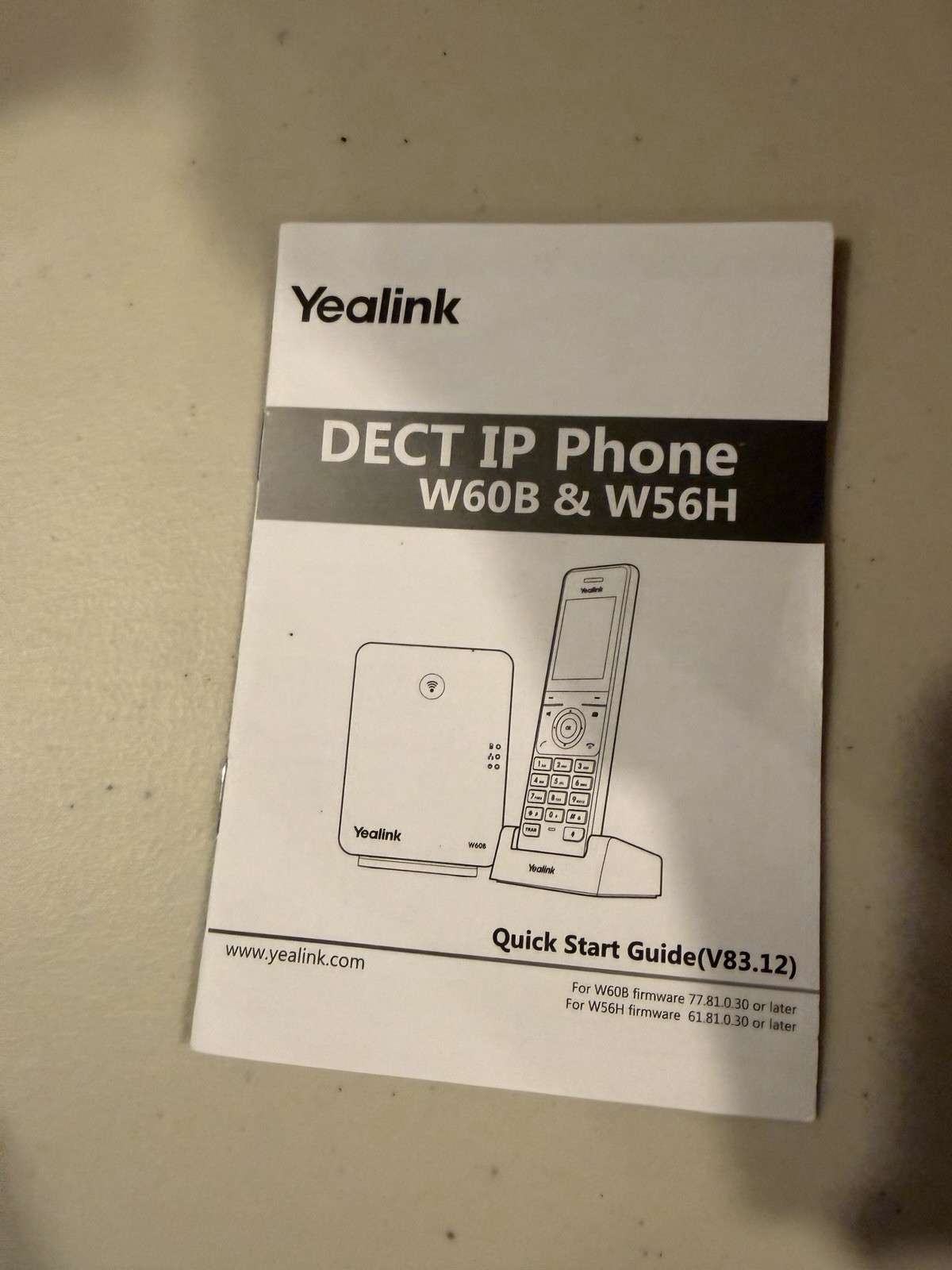Yealink W60B DECT Cordless VoIP IP Phone with Cables Tested Working