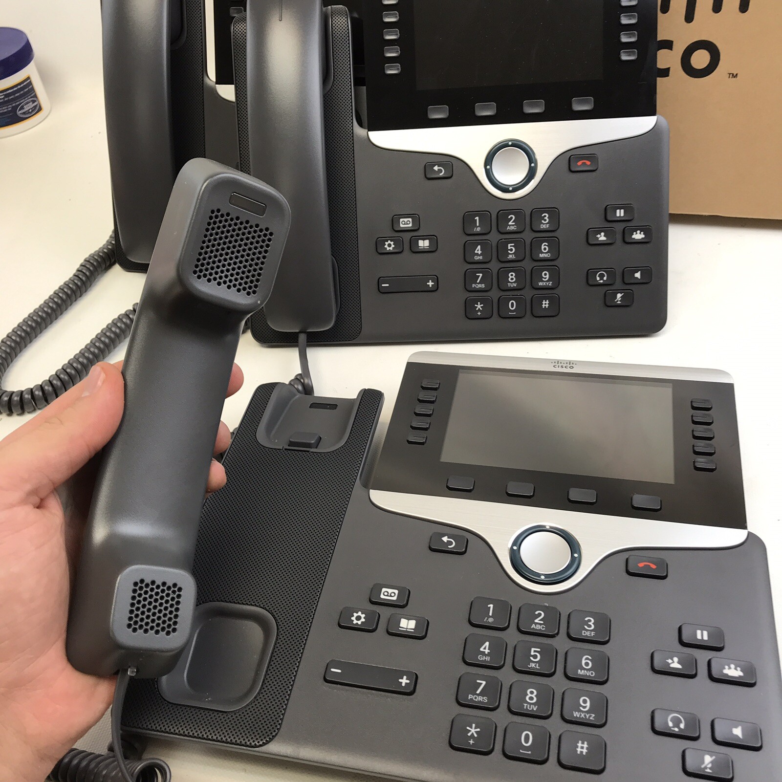 Lot of 3 Cisco CP-8841 -K9 VoIP IP Business Office Phones w/ Display, OEM Box