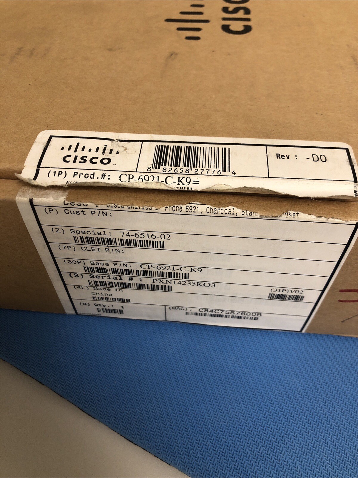 NEW Cisco 6921(CP-6921-CK9) Wired IP Phone -WHITE Office Telephone/MISSING CABLE