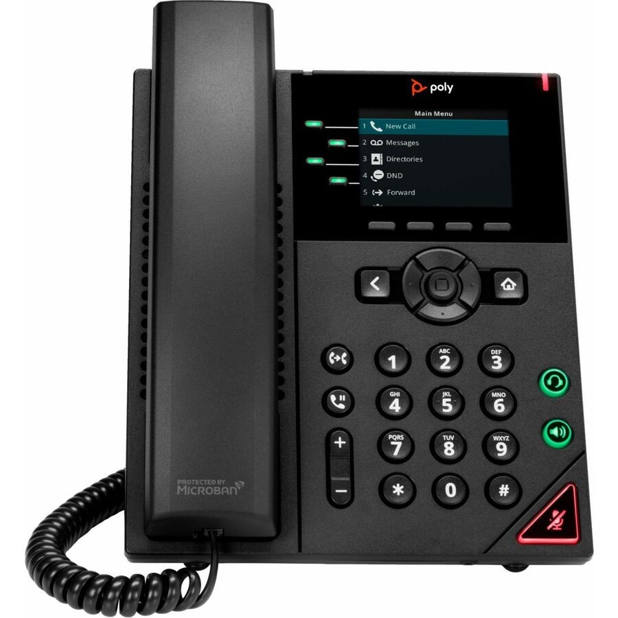 HP Poly 89B62AAAC3 VVX 250 IP Phone – Corded – Desktop, Wall Mountable