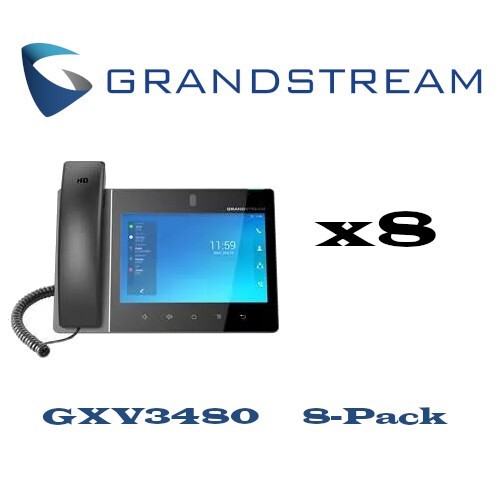 Grandstream GXV3480 8″ LCD Touchscreen Deskphone 8-PACK BUNDLE
