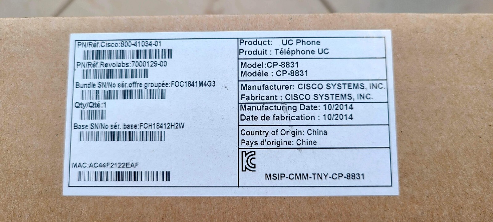 Cisco 8831 Unified IP Conference Phone Kit – CP-8831-K9 – COMPLETE SET! Tested!