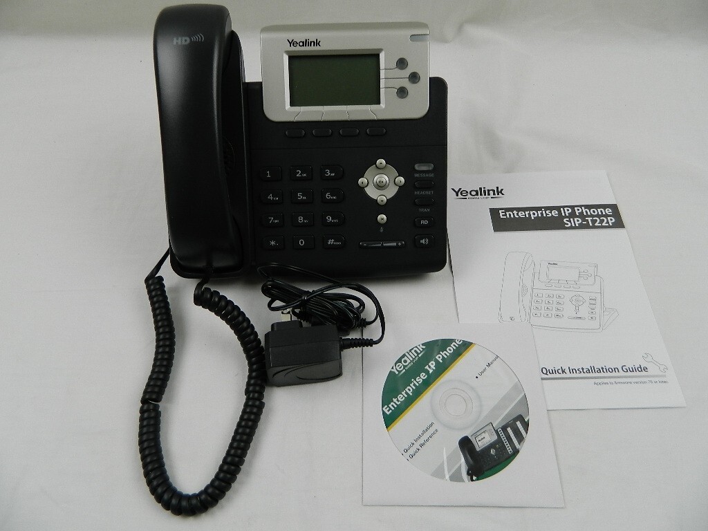 Yealink SIP-T22P LCD Display IP VoiP Professional 3-Line Phone With AC Adapter d