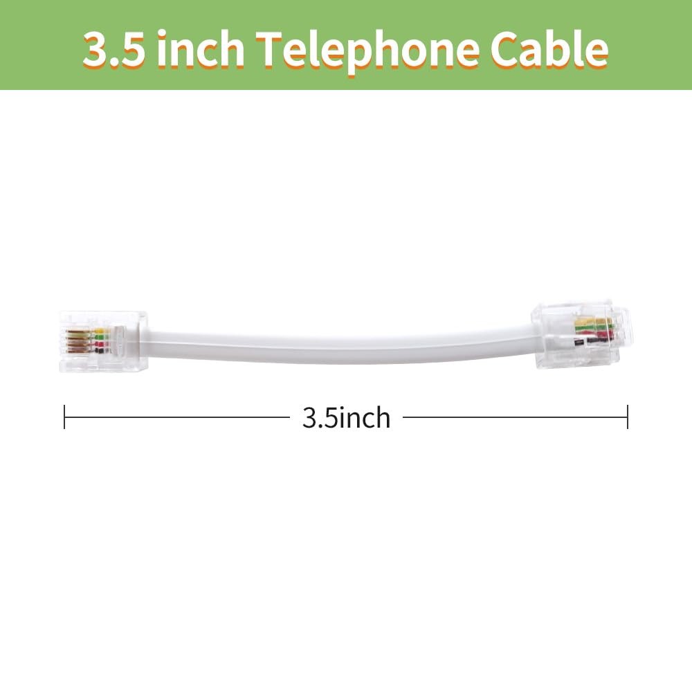 Telephone Cable 2 Way Splitter(3 Pack) RJ11 6P4C Phone Line Cord Adapter with 3