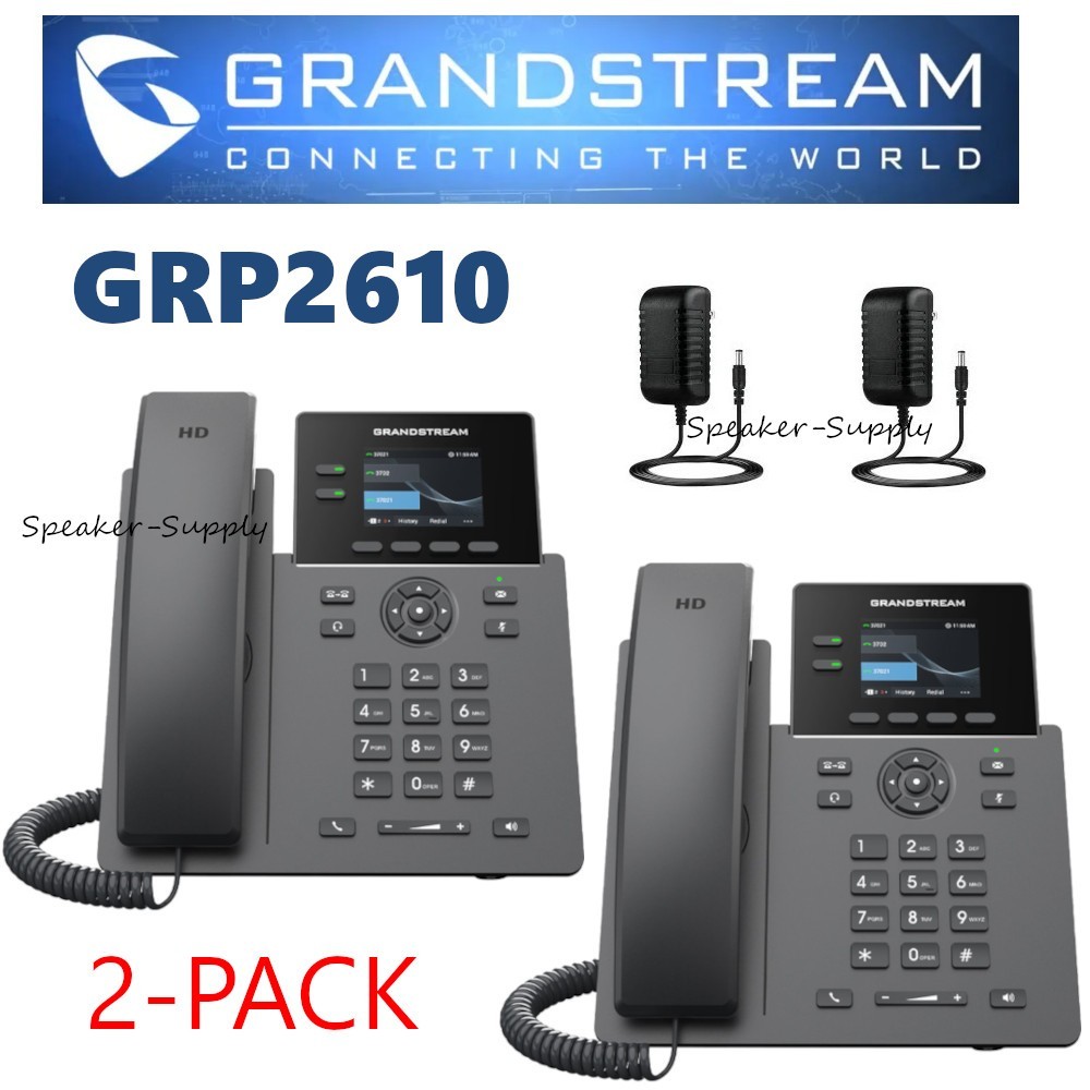 2 Grandstream GRP2610 2-Line 2 SIP Office Phone Power Supply Included GS-GRP2610