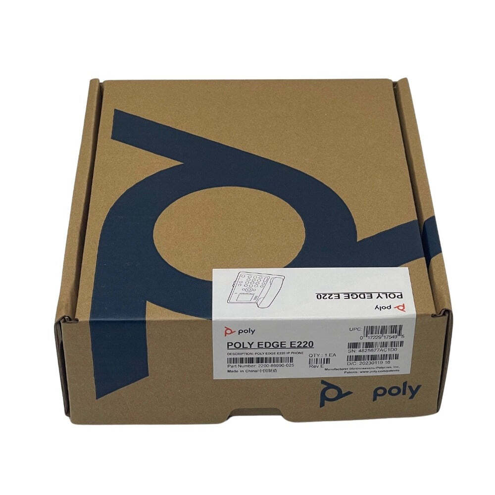 Poly Edge E220 IP Phone (2200-86990-025, 82M87AA) – New w/1-Year Warranty