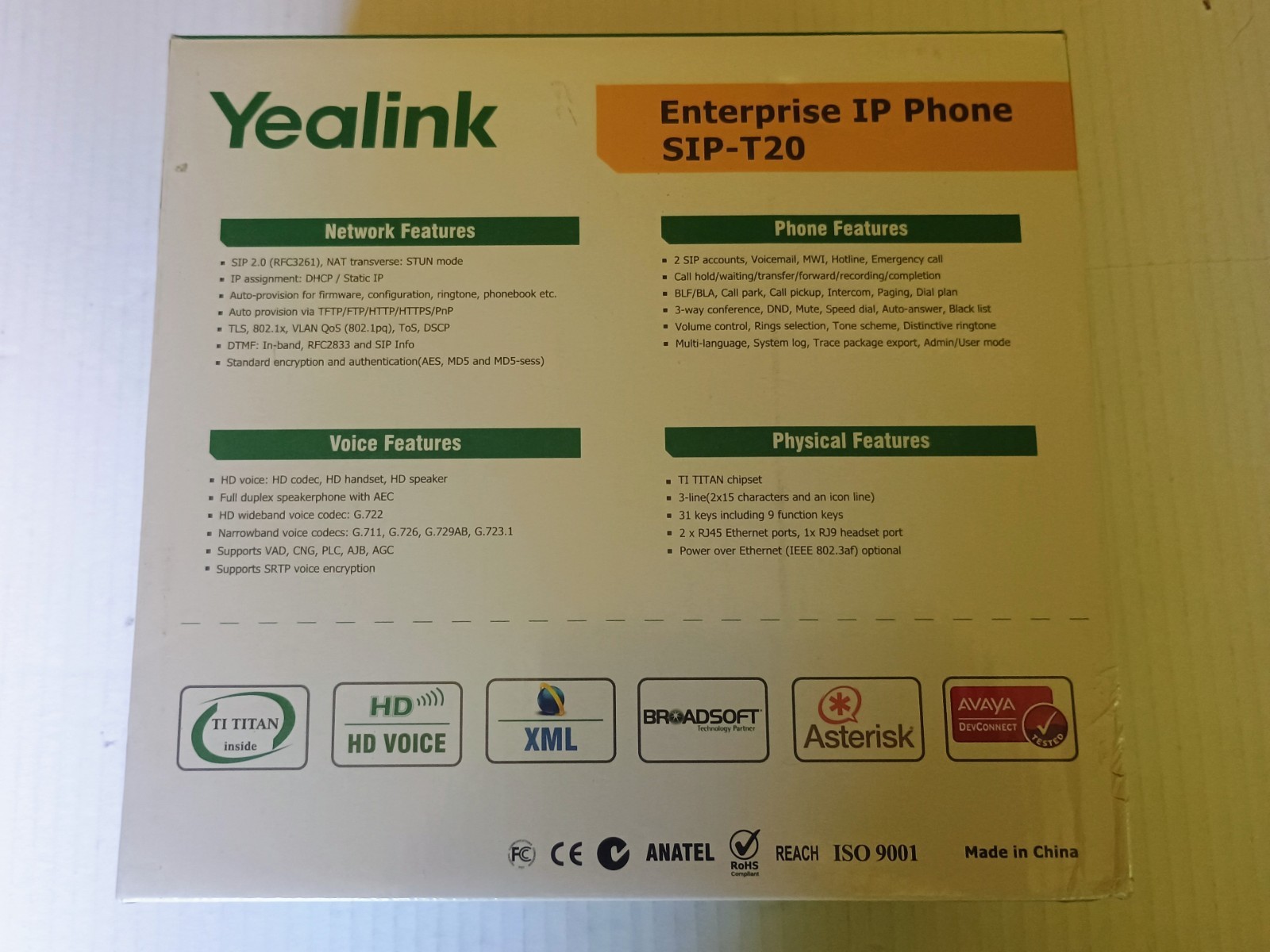 New Yealink Enterprise IP SIP-T20 VoIP Phone HD Voice