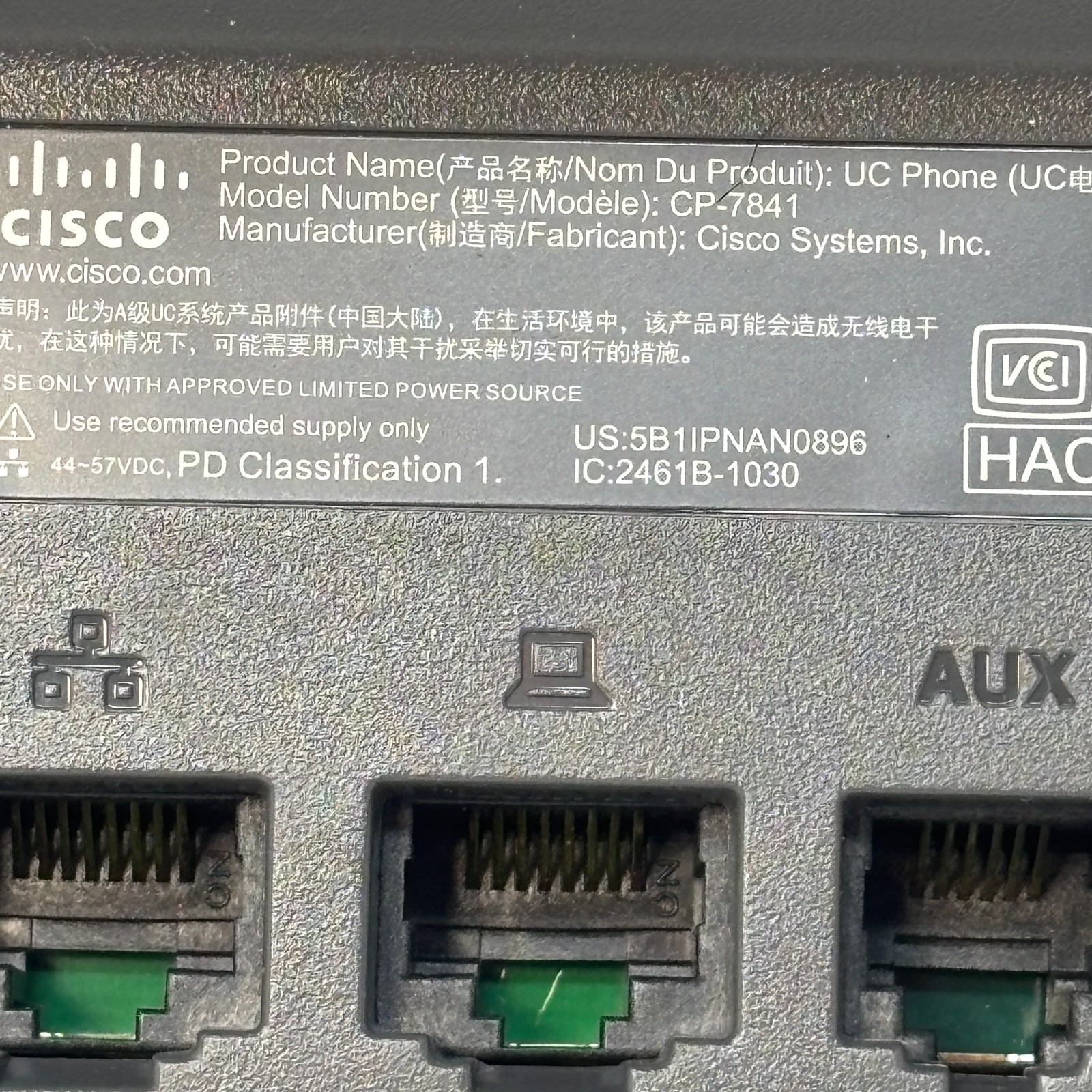 Cisco 7841 (CP-7841-K9) 4 Lines Gigabit IP Phone Dark Gray lightly used
