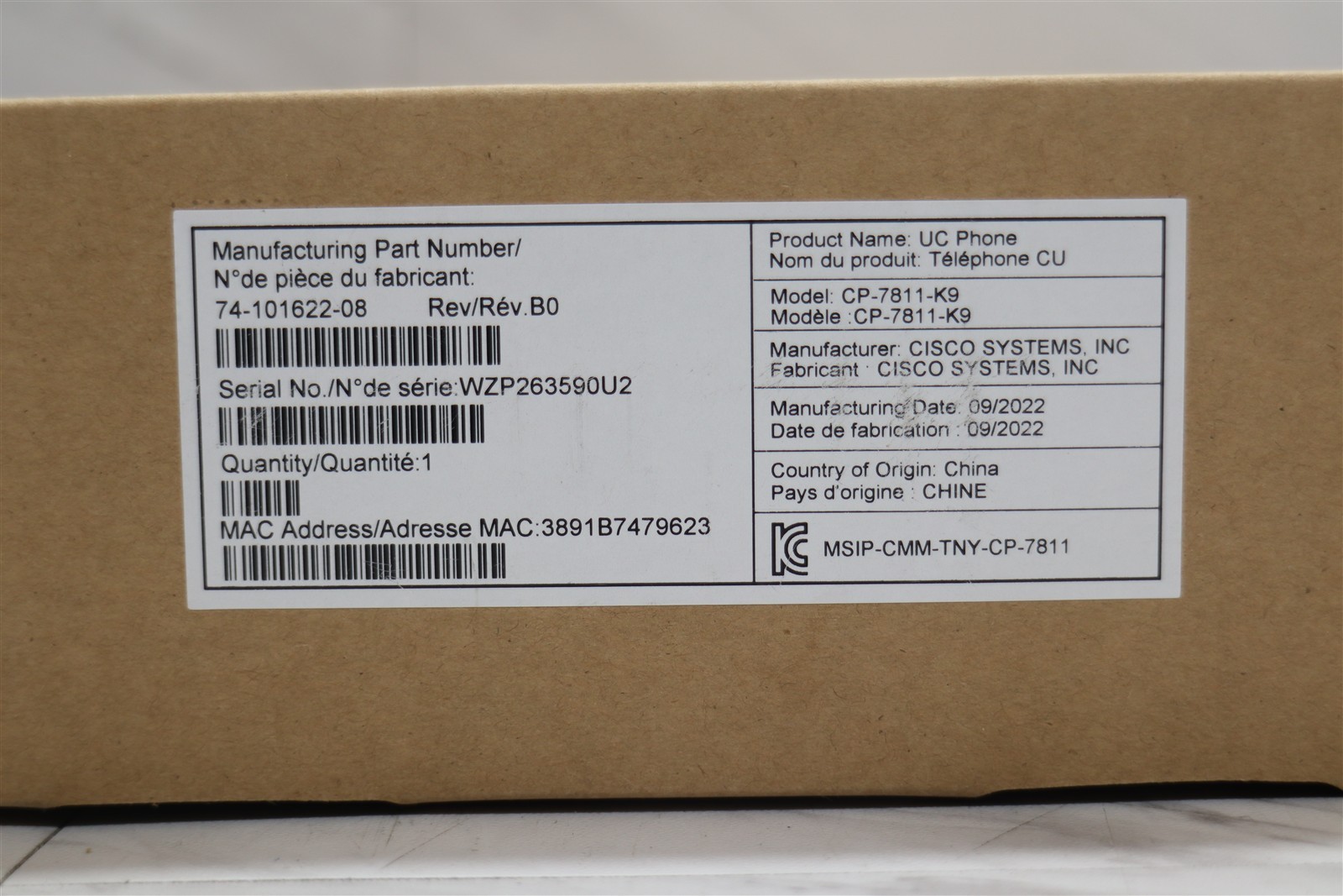 2 LOT – NEW Cisco CP-7811-K9 UC Business IP Phone Telephone w/ Stand & Cords