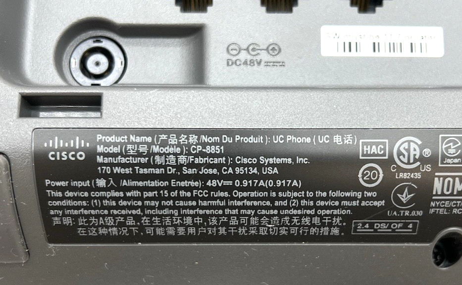Cisco CP-8851 IP Office Phone + Handset CP8851