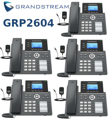 5 Grandstream GRP2604 3-Line 6 SIP Office Phone 10 Busy Field Light Power Supply
