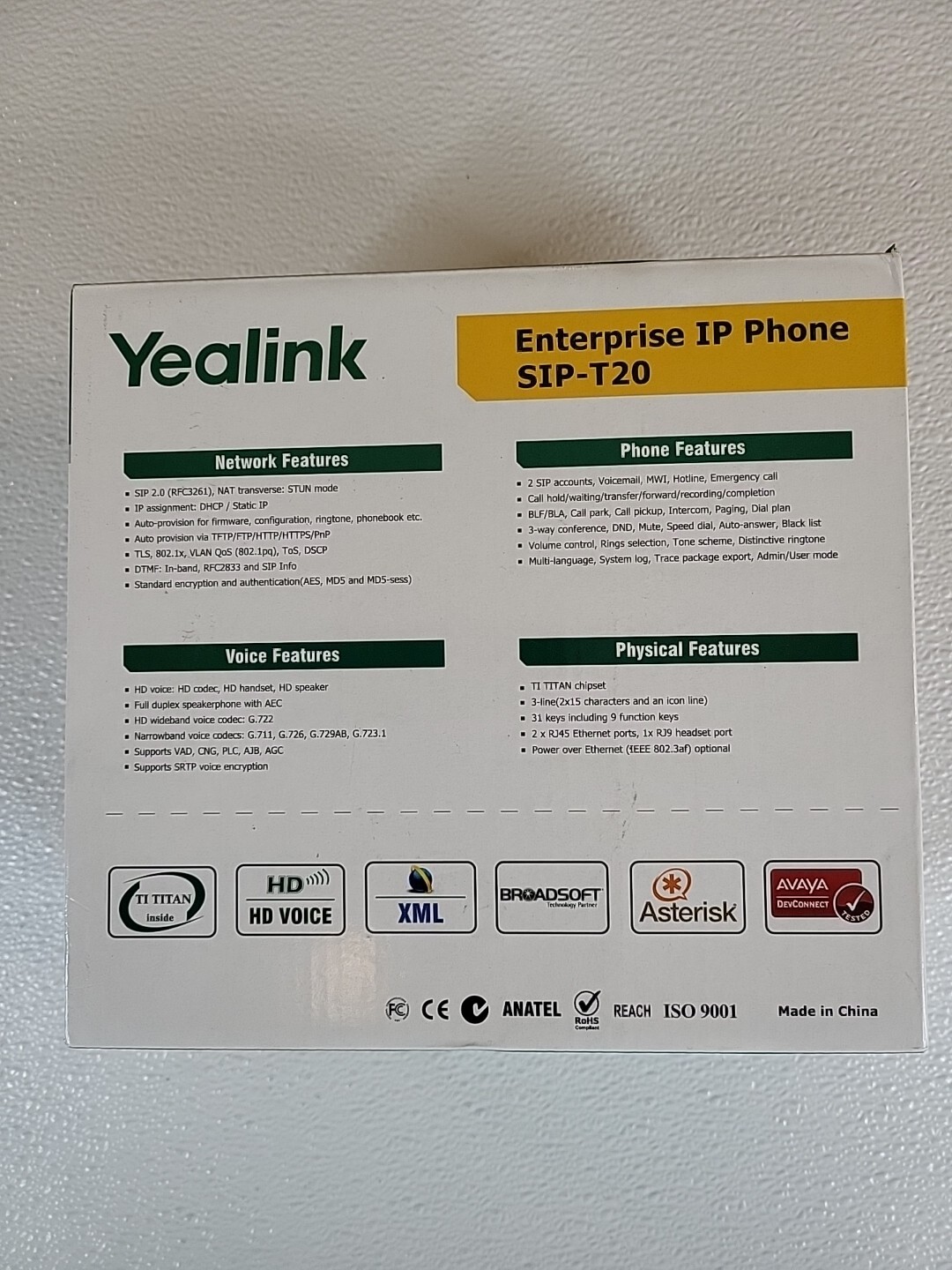 Yealink Enterprise IP SIP-T20 VoIP Phone HD Voice Interoperable Eco Product F27