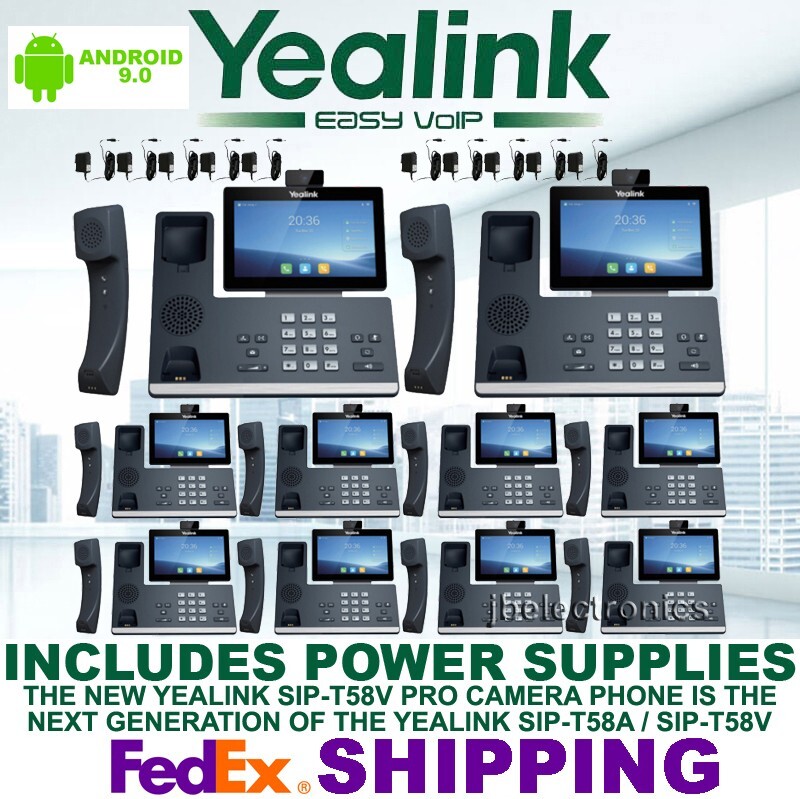 YEALINK SIP-T58W PRO CAMERA SIP IP PHONE WIFI BLUETOOTH-10 PHONES-10 POWER SPLYS