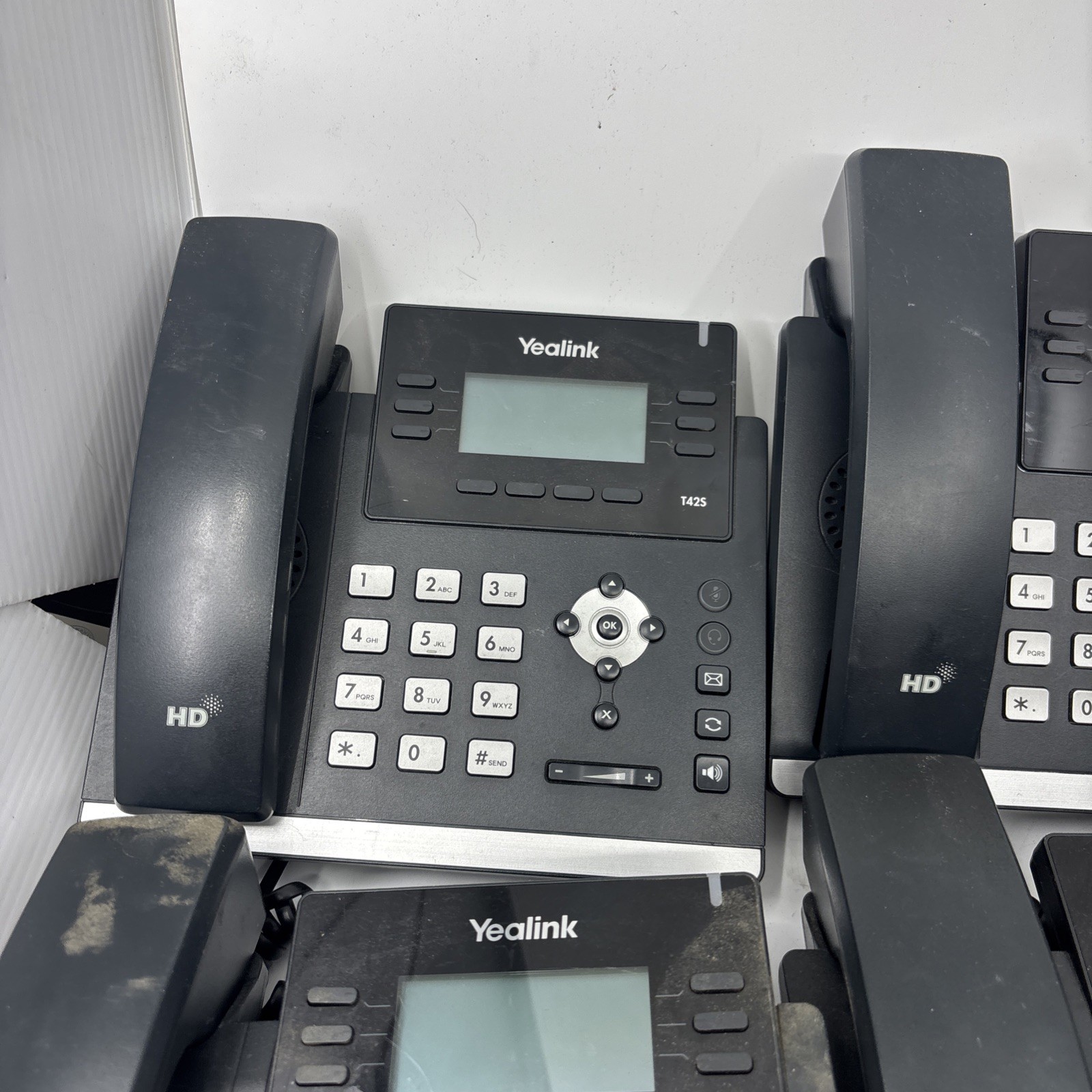 Lot 7 Yealink SIP-T42S 12 Line IP Phone As Is Untested No Power Cord See Photos
