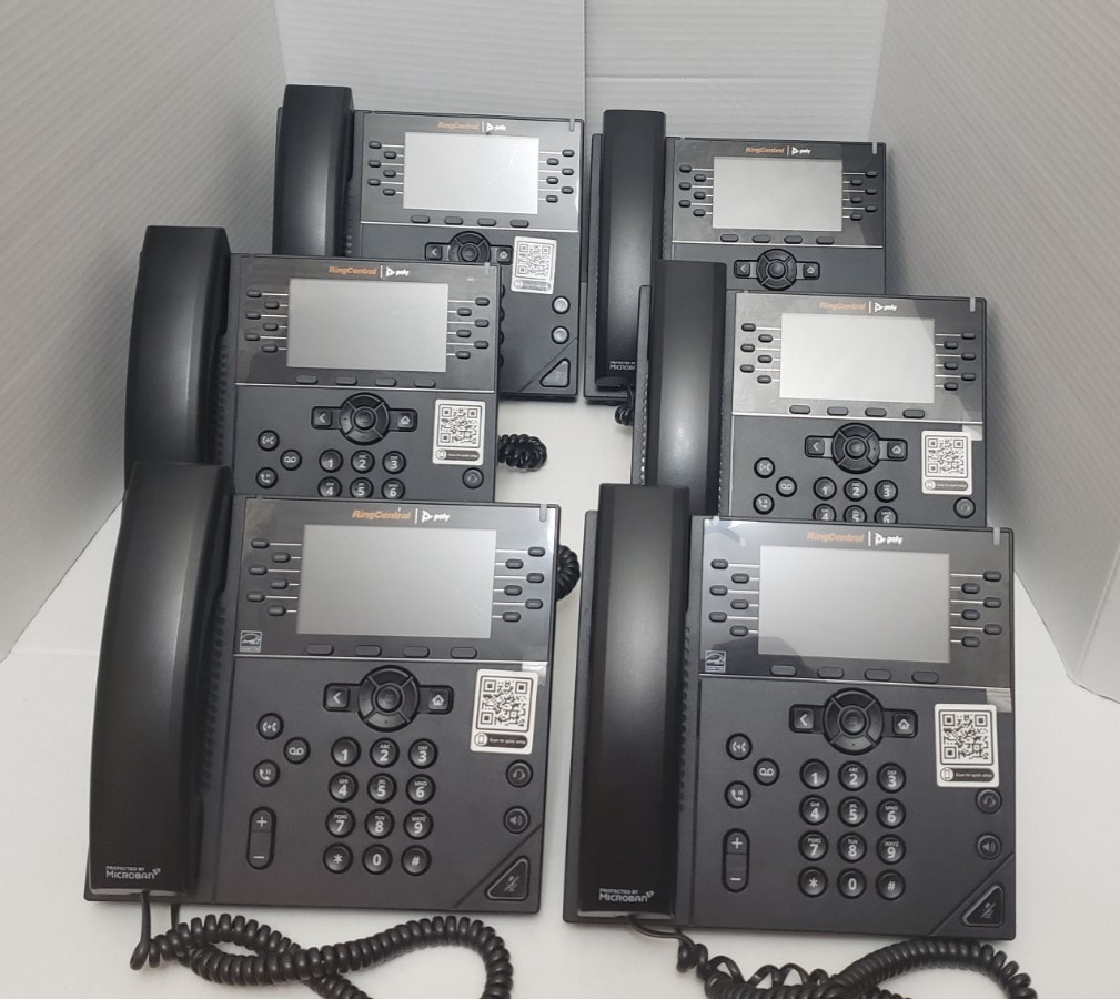 Poly VVX 450 POE IP Desk Corded Phone Wall Mountable Black LOT OF 6 VVX450