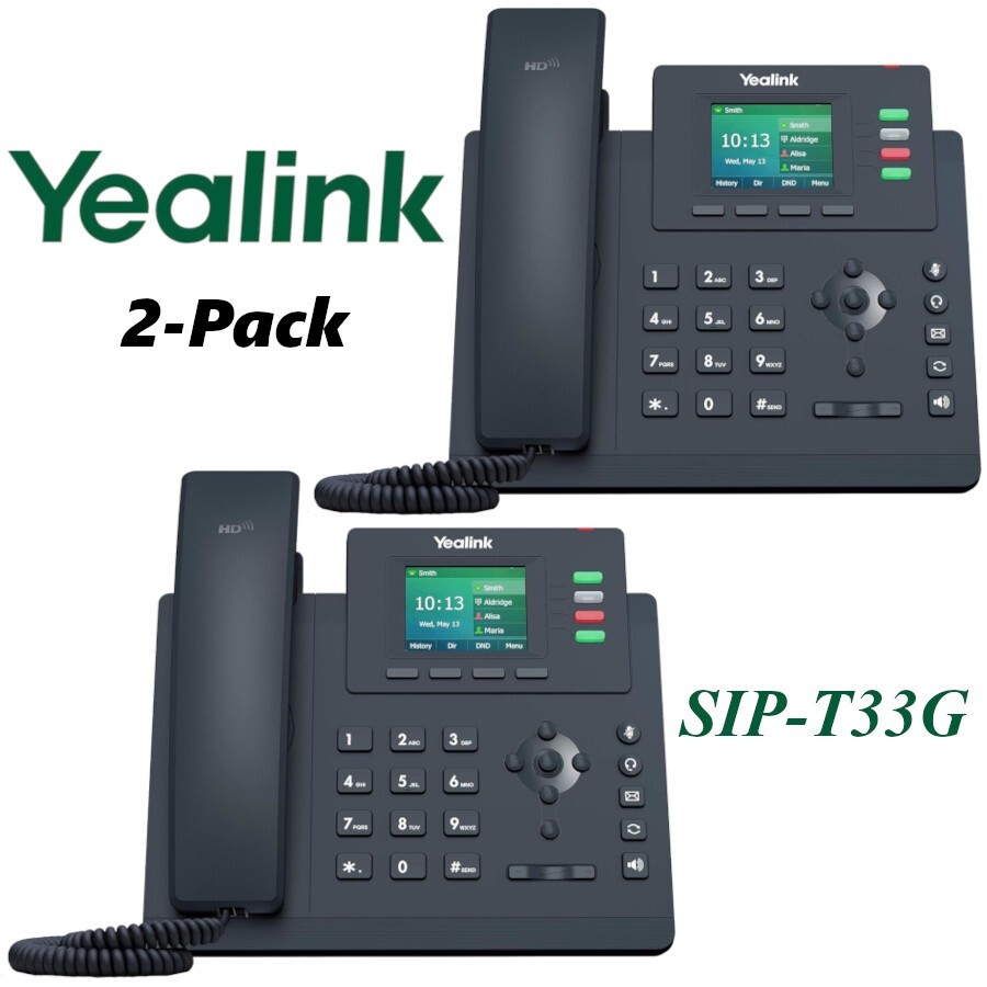 2 Yealink SIP-T33G Gigabit PoE Color LCD 4-Line Office Phone Entry Level T33G