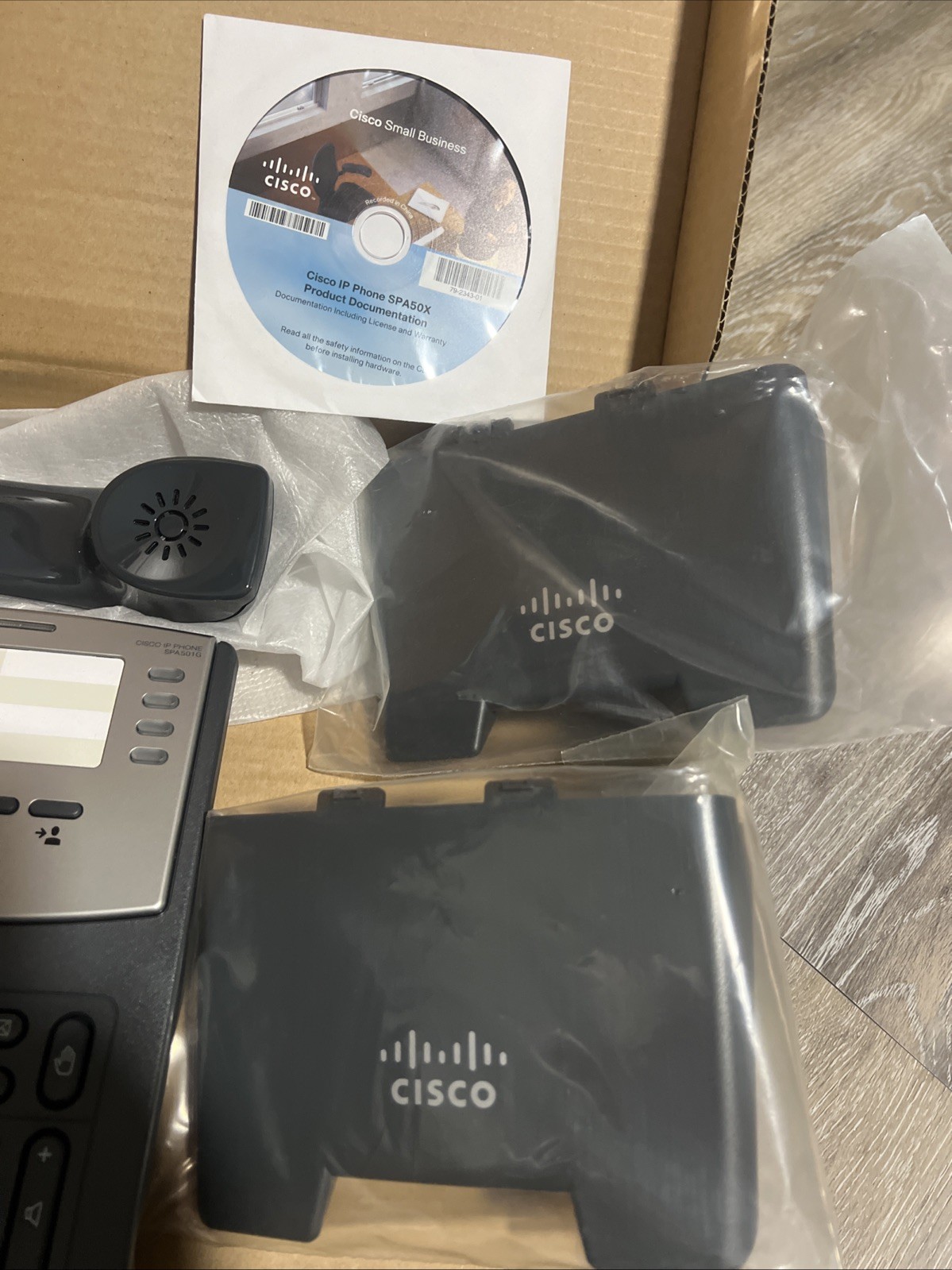 Lot Of 2 Cisco IP Phones SPA501G. Missing Headphone Cords & Power Adapters.