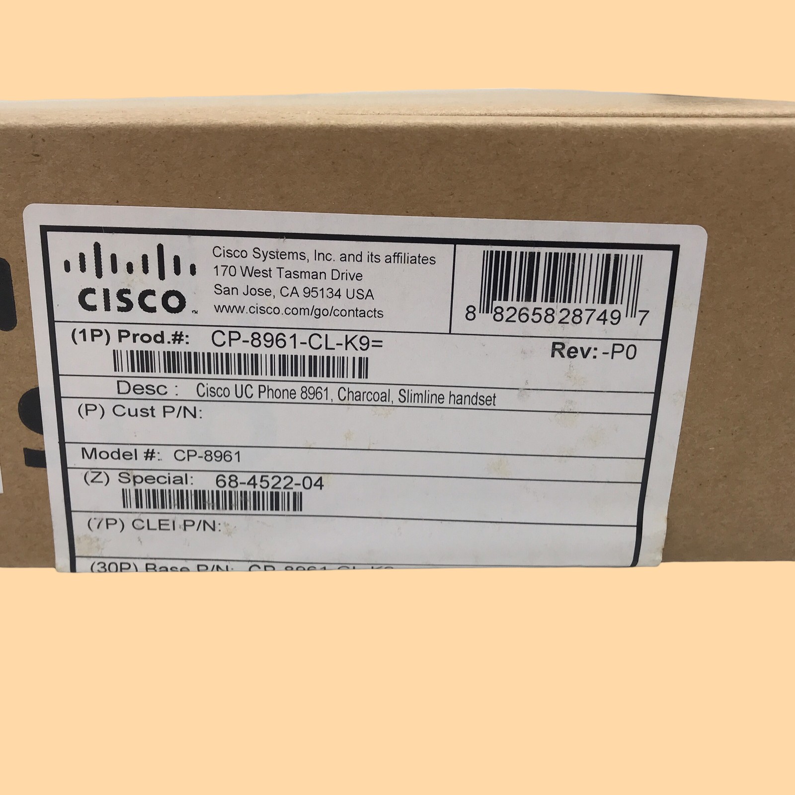 Cisco CP-8961-CL-K9 IP Phone Slimline Handset 5″ Color Display Charcoal #7497