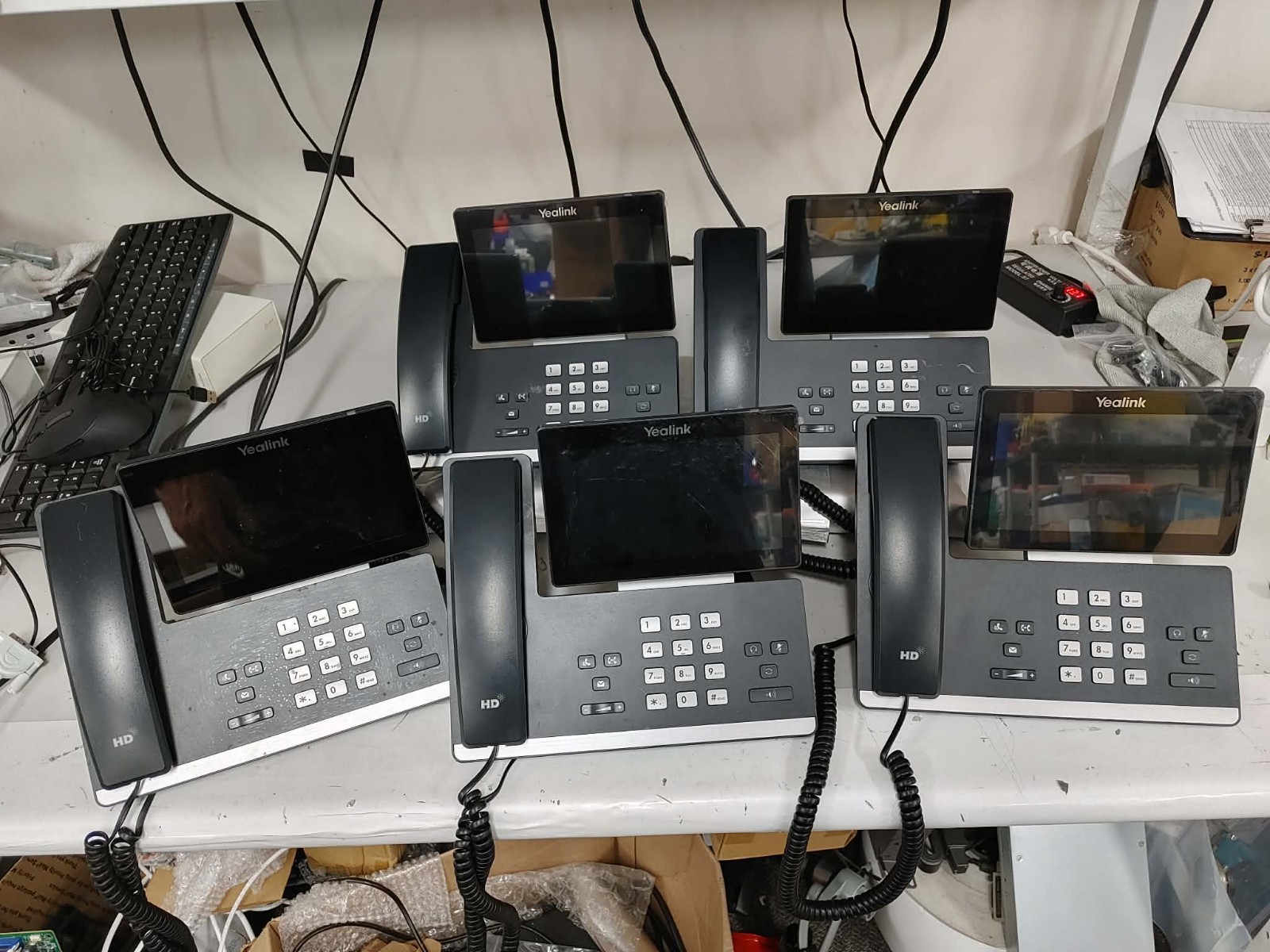 LOT of 5 Yealink SIP-T57W IP Business Phone-With Handset and Stand