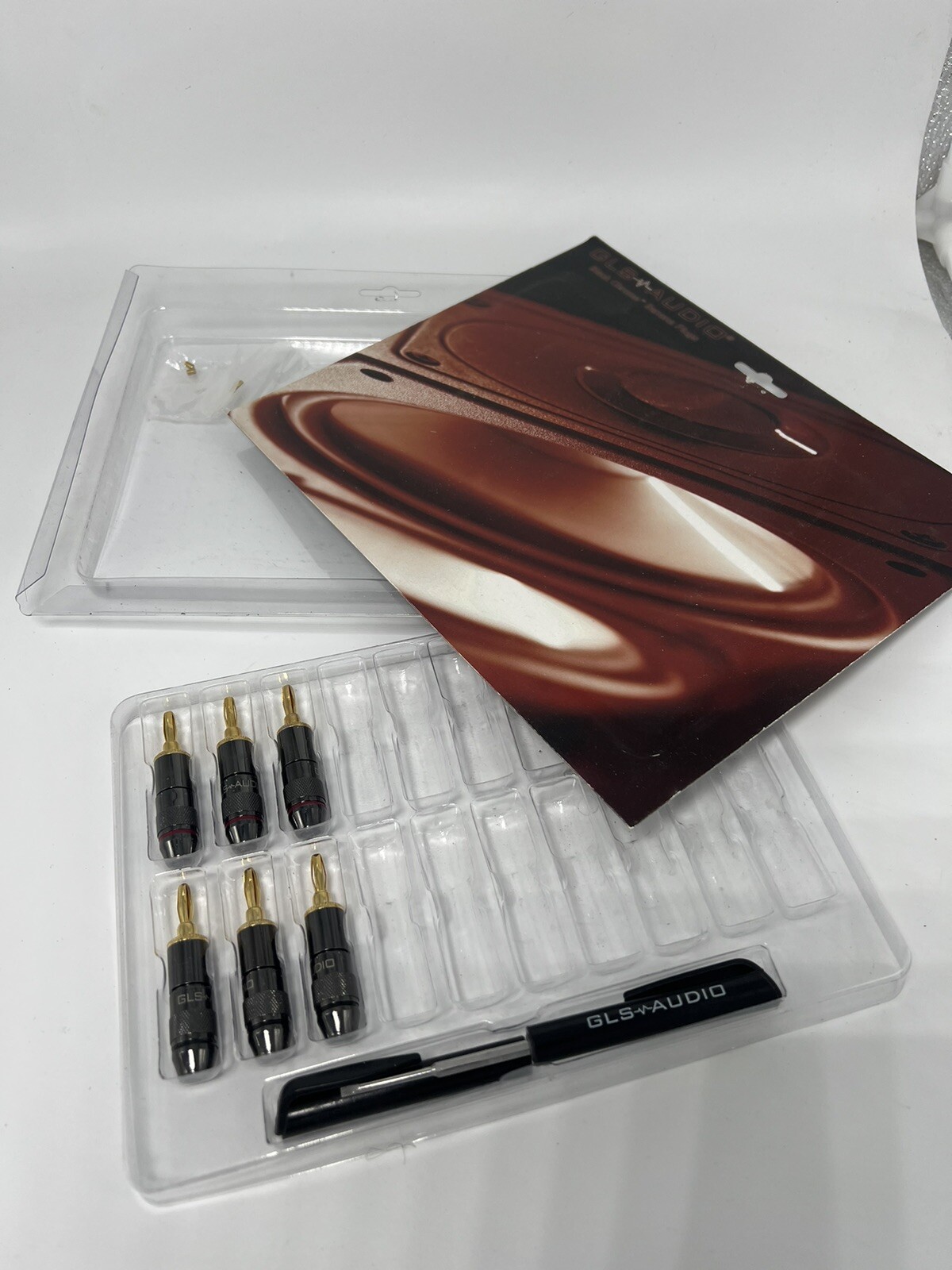 GLS Audio Black Chrome Gold Connector Banana Plugs w/ 2 Screwdriver