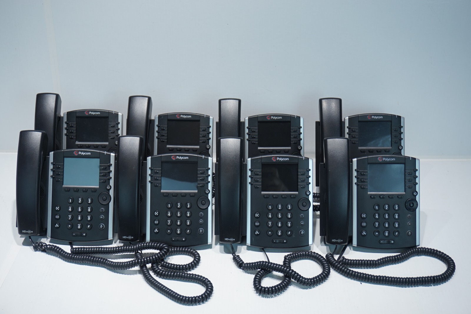 8 POLYCOM VVX-310 12-LINE COLOR VOIP GIGABIT PoE DESKTOP BUSINESS TELEPHONES