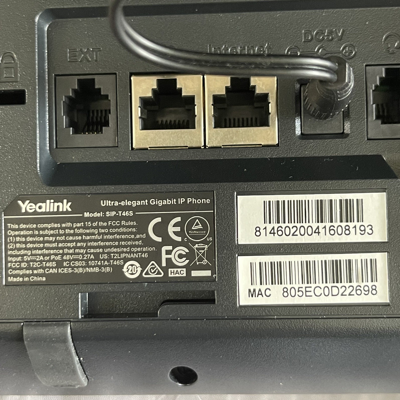 Yealink SIP-T46S Gigabit IP VoIP Business Phone WITH power cord!