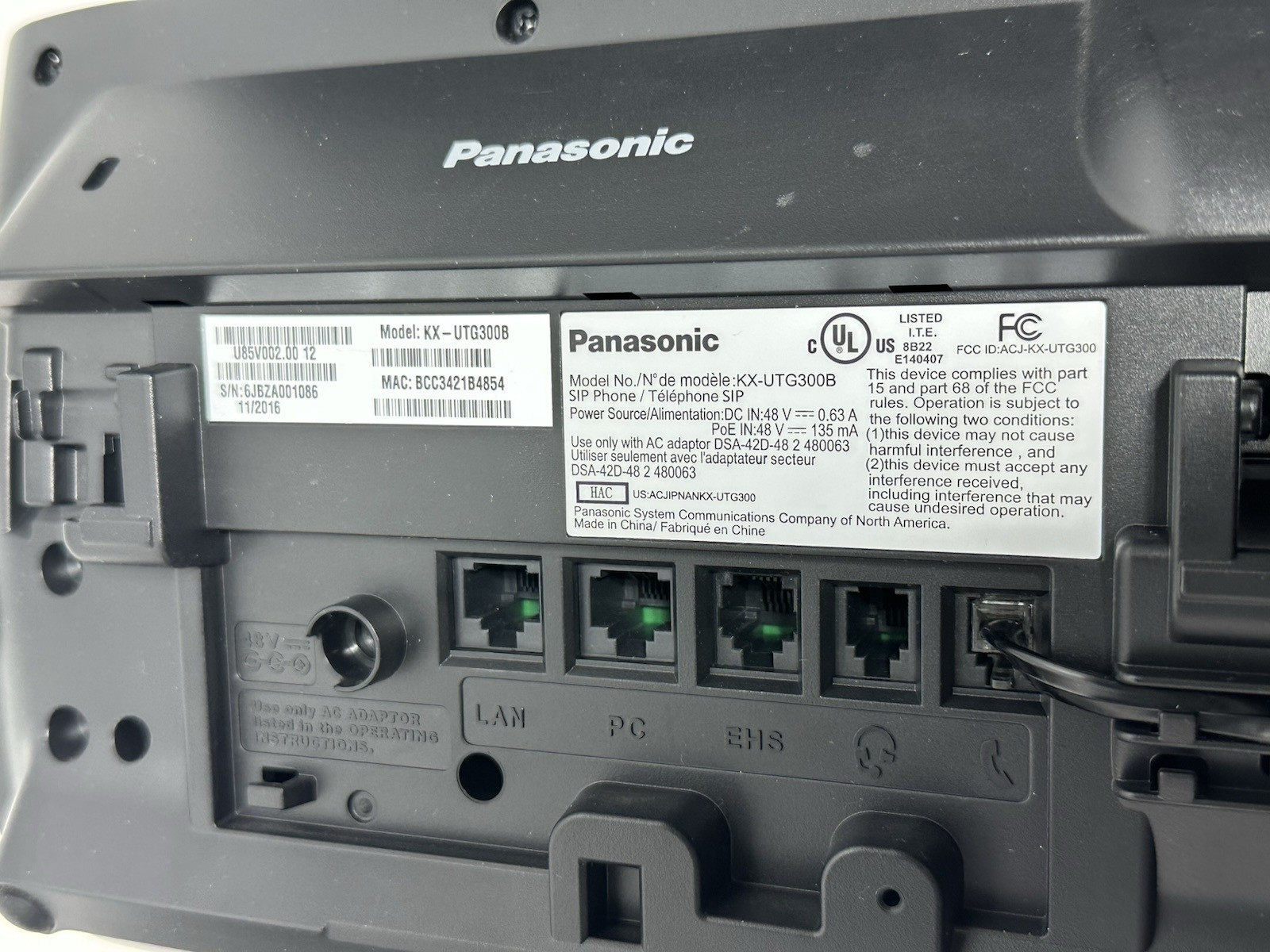 LOT OF 3 Panasonic KX-UTG300B Touchscreen Color Display SIP Telephone NO AC POWE