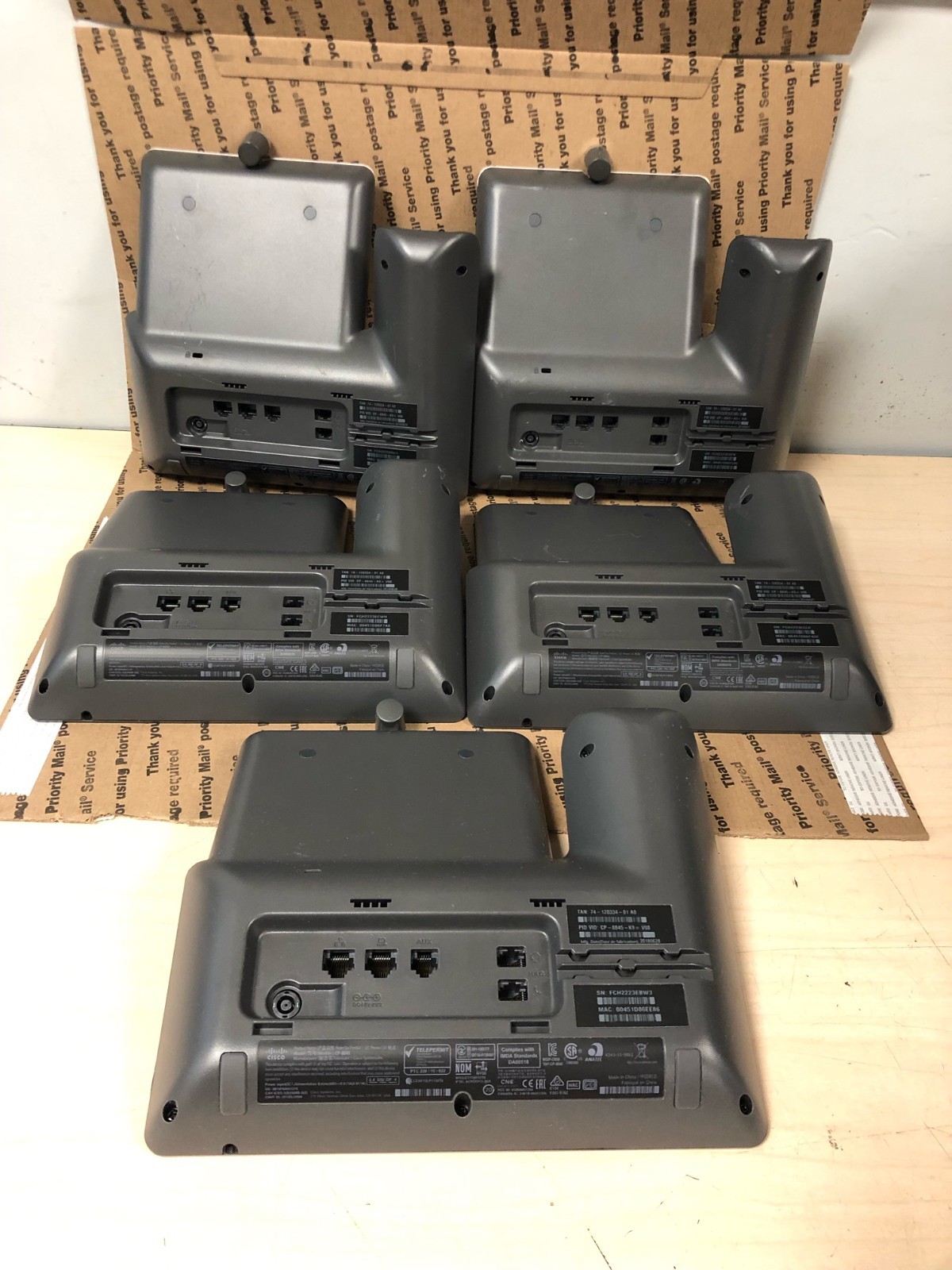 (LOT OF 5) Cisco CP-8845-K9 IP Phone W/STAND (TESTED/RESET)