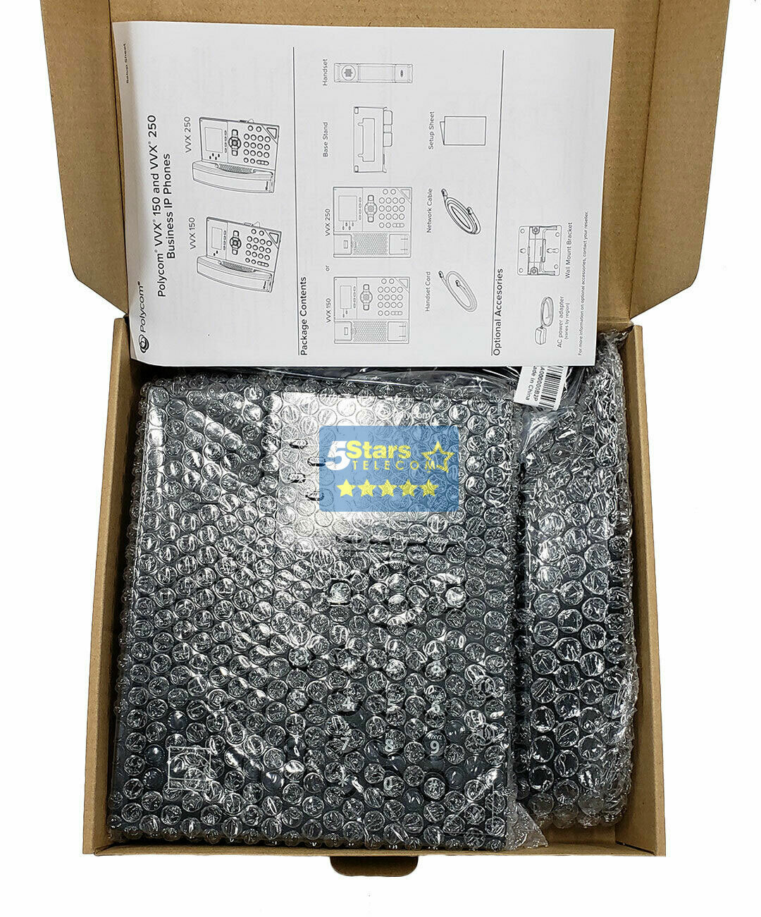 Polycom VVX 250 IP Phone w/Power Supply (2200-48820-025) Brand New 1 Yr Warranty