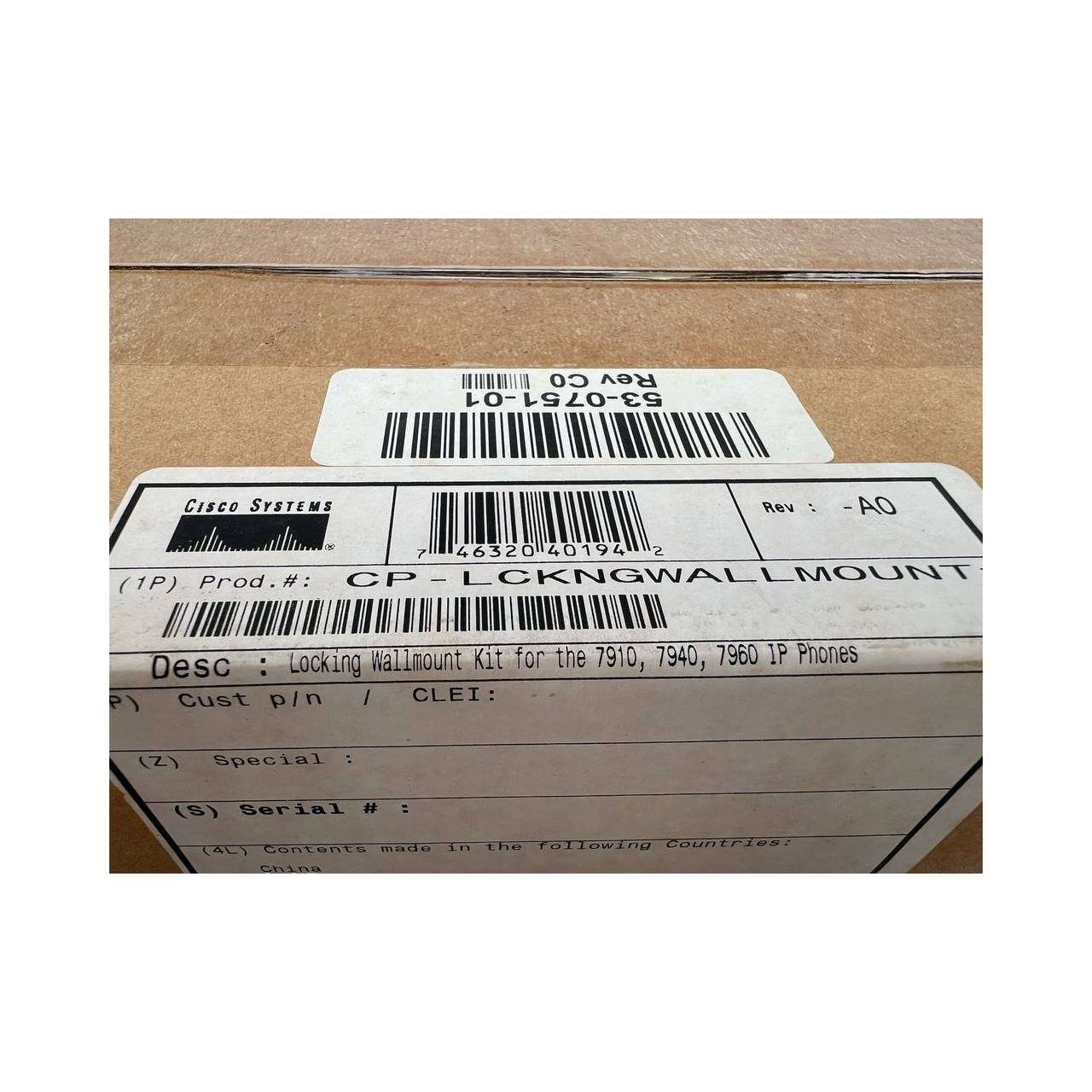 LOT OF 2 – Cisco CP-LCKNGWALLMOUNT Locking Wall Mount Kit 53-0751-01 NEW IN BOX
