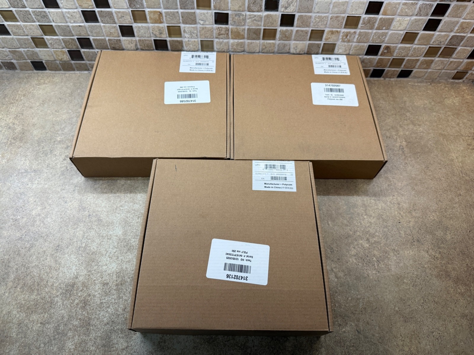 Lot of 3 Polycom Poly VVX 250 VoIP 4-Line Office Business Phone 2200-48820-025