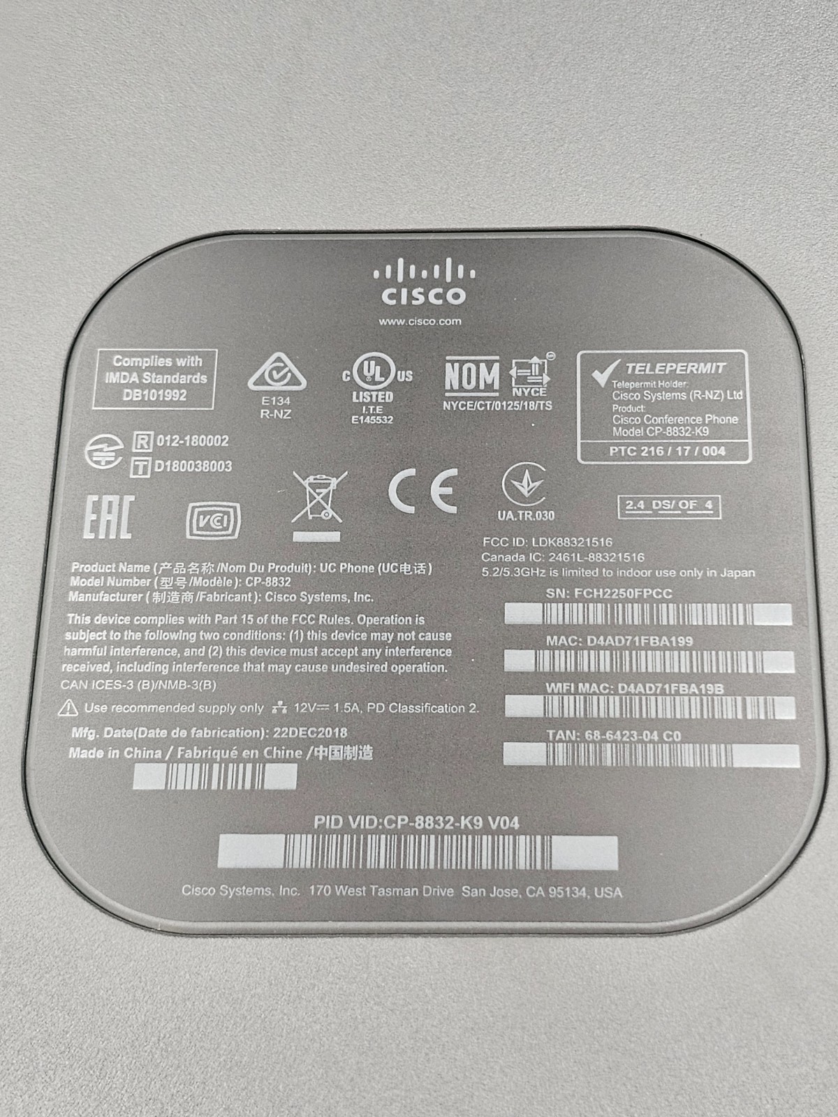Cisco 8832 CP-8832-K9 IP Conference Phone