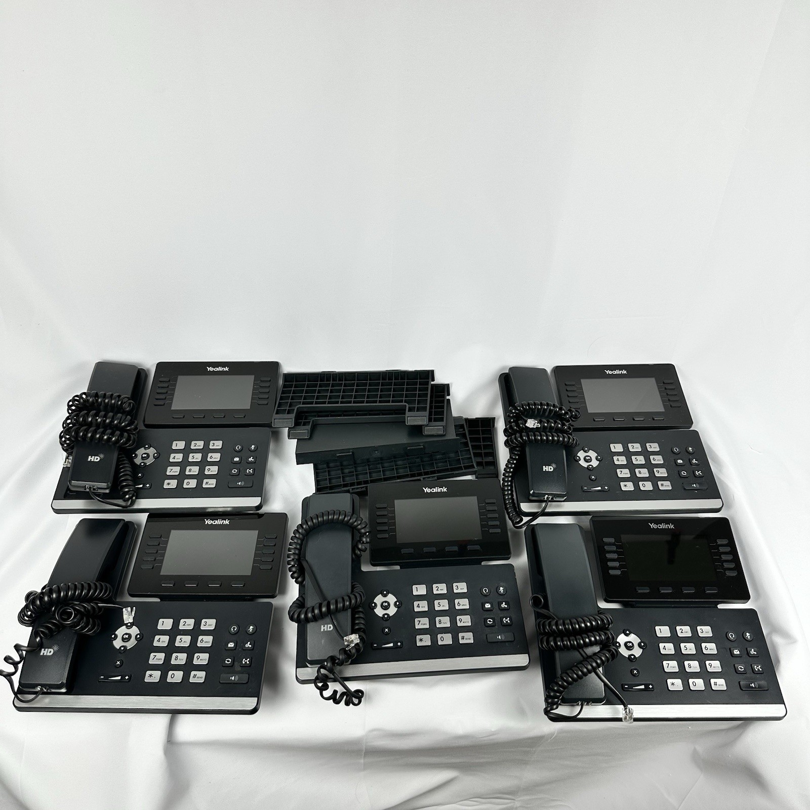 Lot Of 5 – Yealink SIP-T54W 16 Business IP Phone POE Bluetooth Handset And Stand