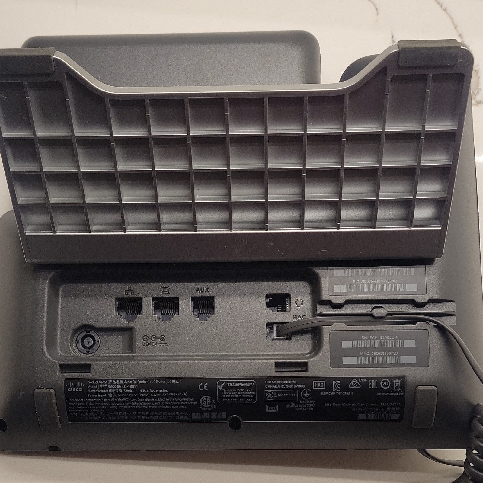 Cisco CP-8811 IP Phone VoIP PoE Tested Working w/ Handset & Stand