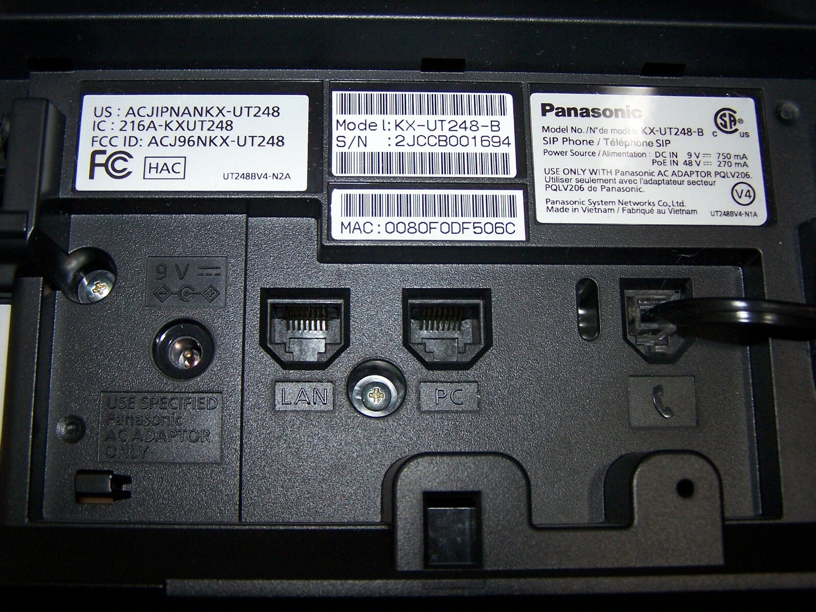 Lot of 5 – Panasonic KX-UT248 Backlit LCD Display SIP Phone