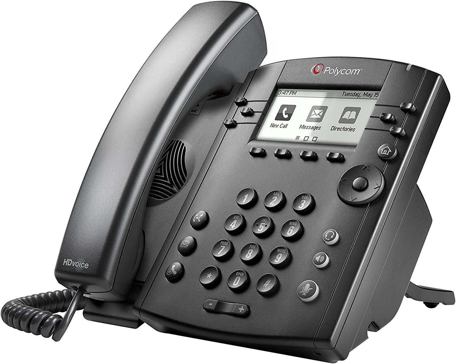 Polycom VVX 300 Series Business Media Desktop Phone – Black (2200-46135-025)