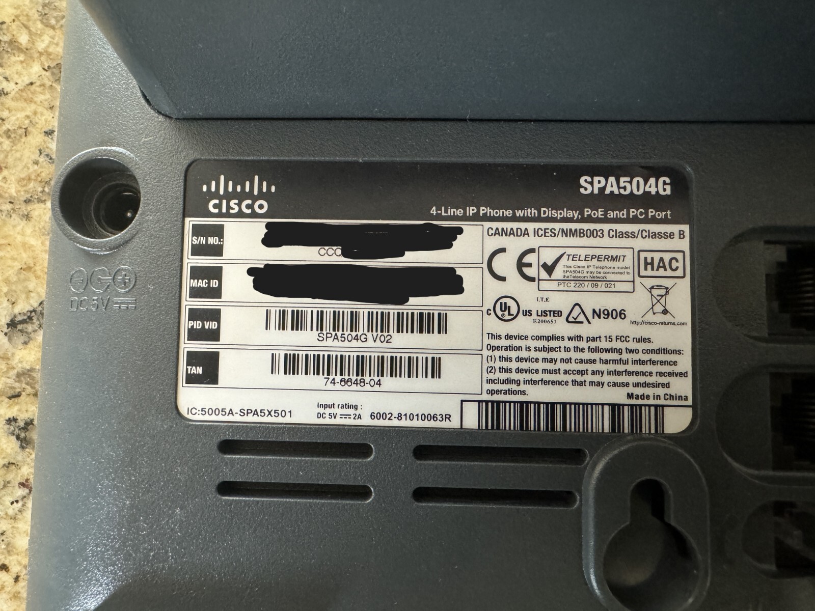 Cisco SPA 504G 4-Line, 2-Port Switch PoE IP Phone